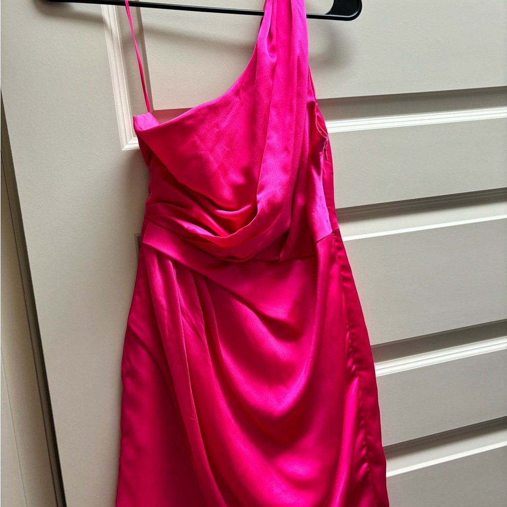 Fabrik Hot Pink One-Shoulder Dress